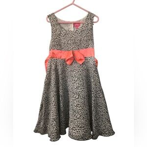 Pinky Leopard Print Dress with Coral Bow